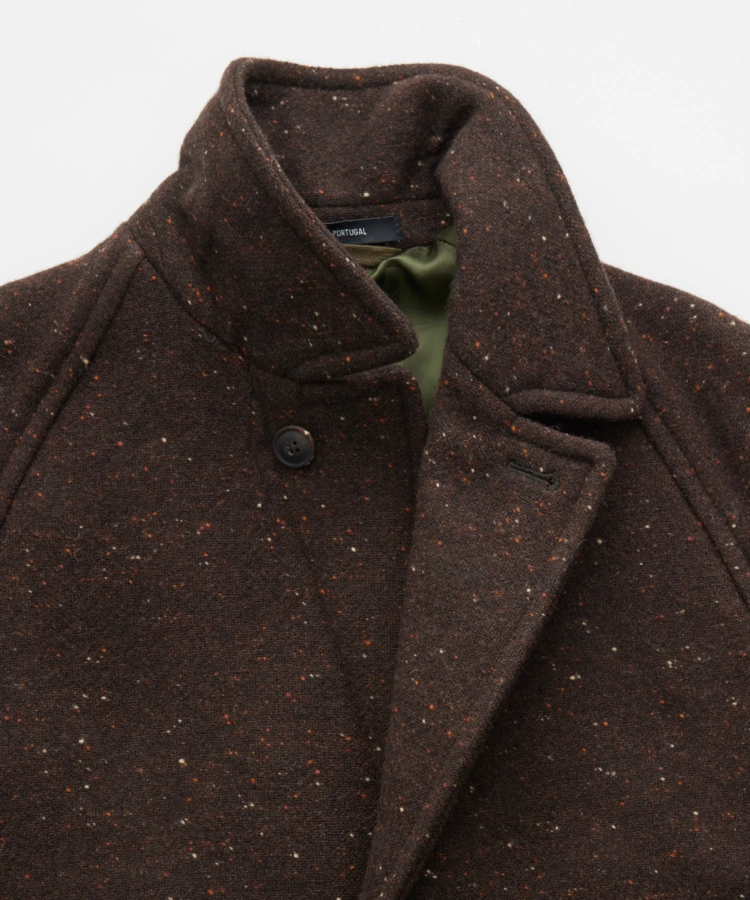Italian Donegal Wool Balmacaan in Brown