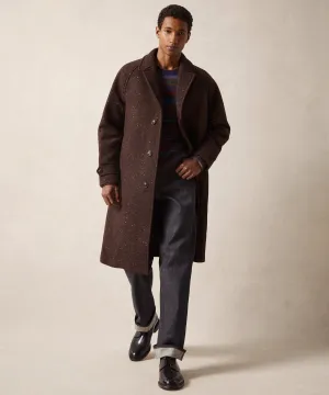 Italian Donegal Wool Balmacaan in Brown