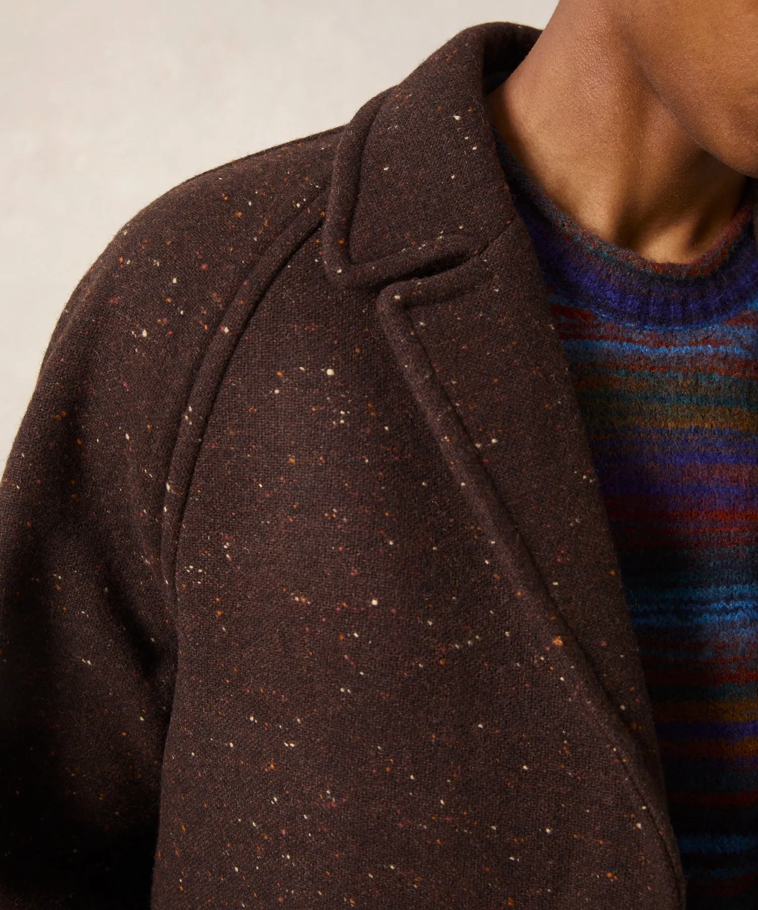 Italian Donegal Wool Balmacaan in Brown