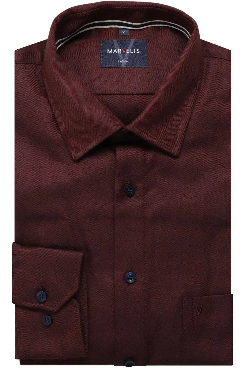 MarVelis - Casual Shirt, Burgundy