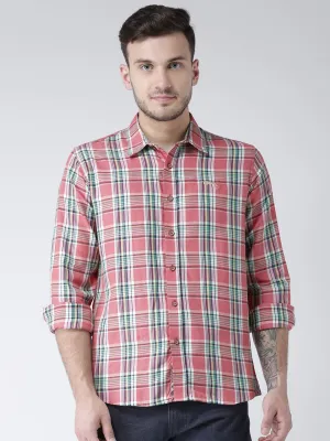 Men Casual Checked Rose Shirts