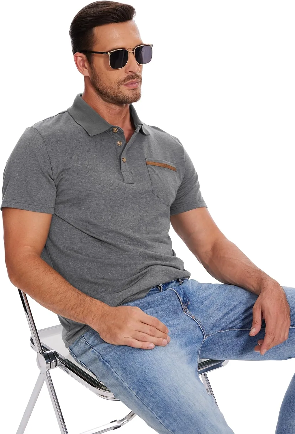 Men's Casual Polo Shirts Short Sleeve Summer Shirts Classic Collared Golf Shirt