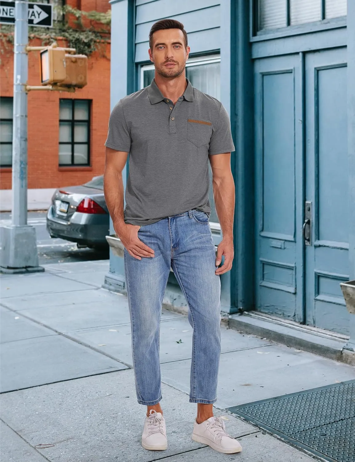 Men's Casual Polo Shirts Short Sleeve Summer Shirts Classic Collared Golf Shirt