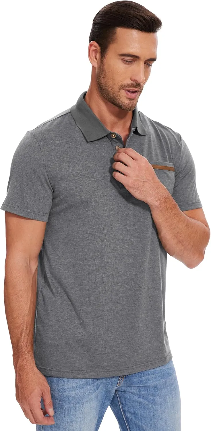 Men's Casual Polo Shirts Short Sleeve Summer Shirts Classic Collared Golf Shirt