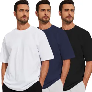 Men's Oversized T-Shirts Cotton Tee Heavyweight Unisex Short Sleeve Crew Neck Loose Fit Basic Tops