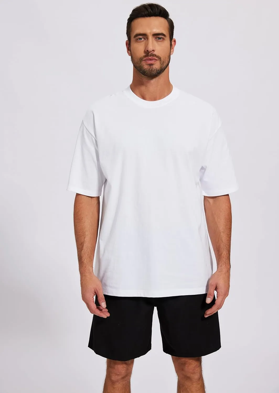 Men's Oversized T-Shirts Cotton Tee Heavyweight Unisex Short Sleeve Crew Neck Loose Fit Basic Tops