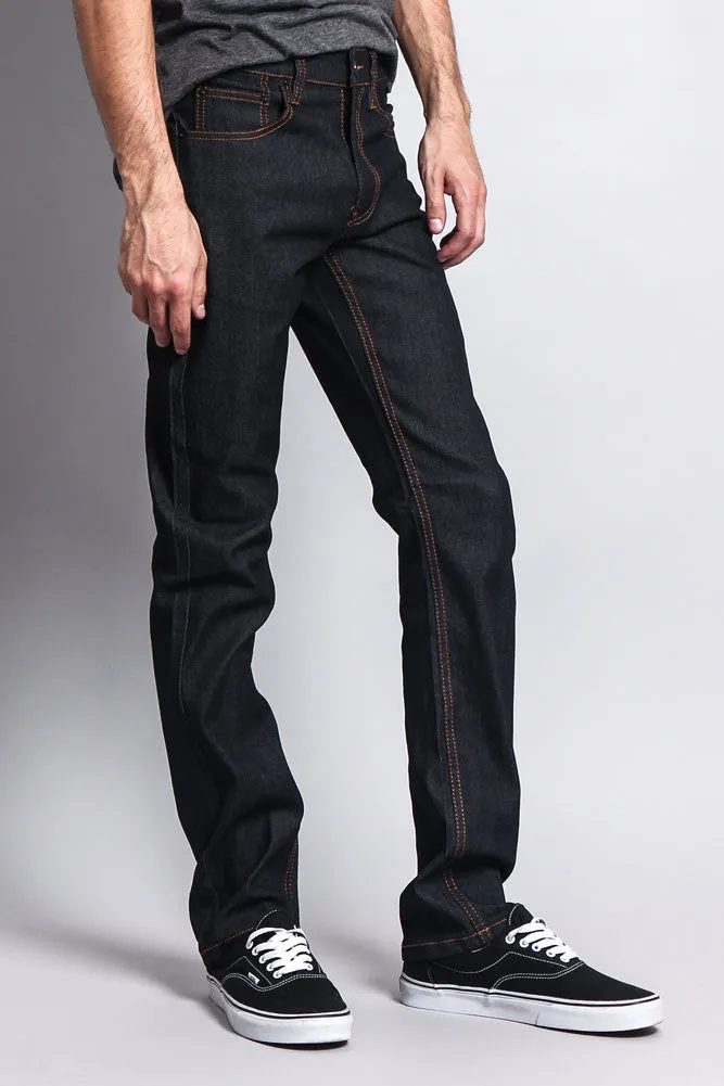 Men's Slim Fit Raw Denim Jeans (Black/Timber)