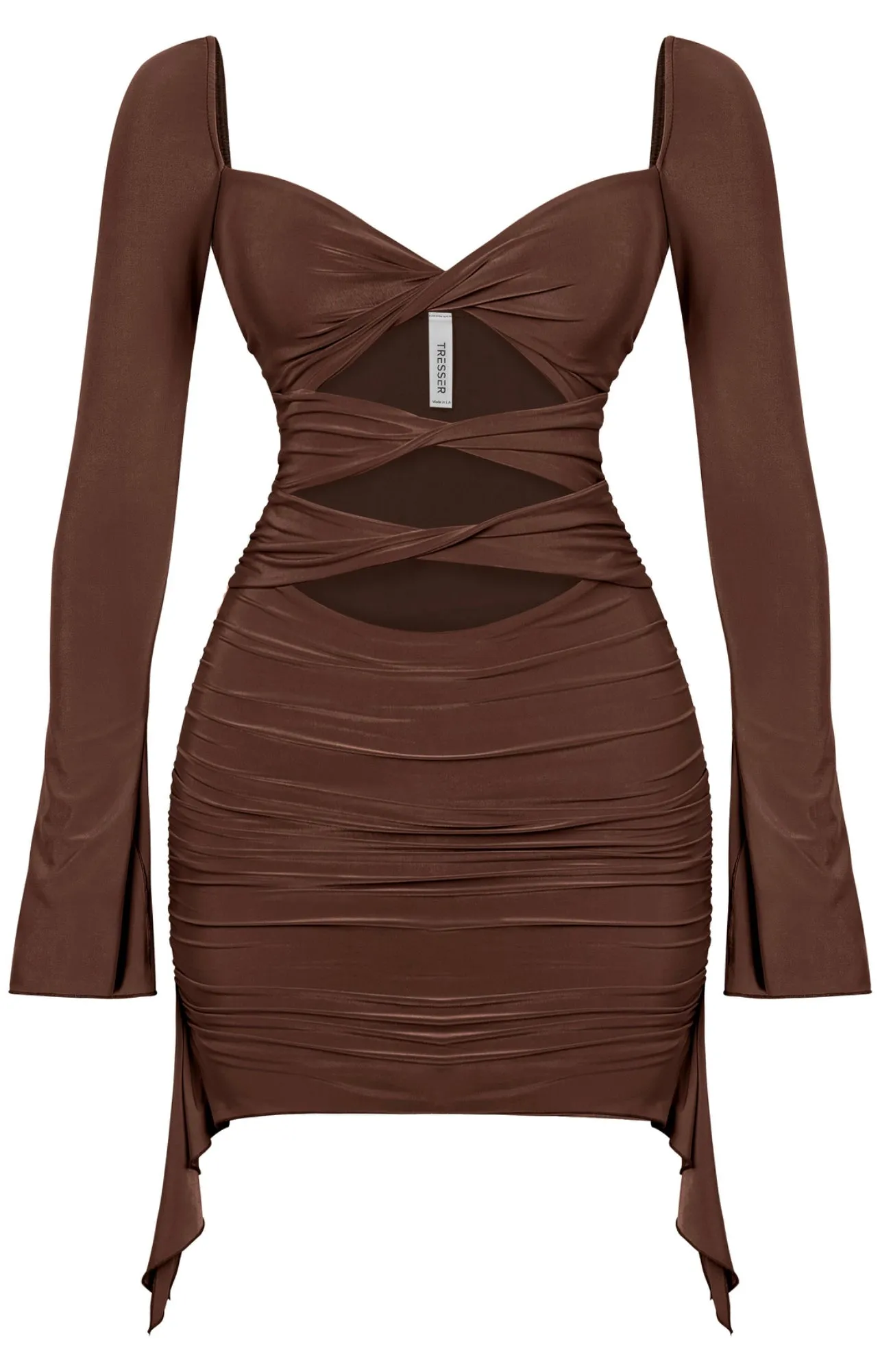 Monica Long Sleeve Front Twist Cutouts Mini Dress