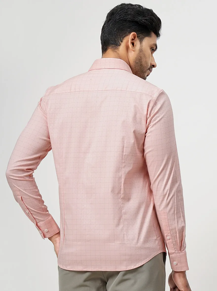 Pink Checked Slim Fit Formal Shirt | JadeBlue