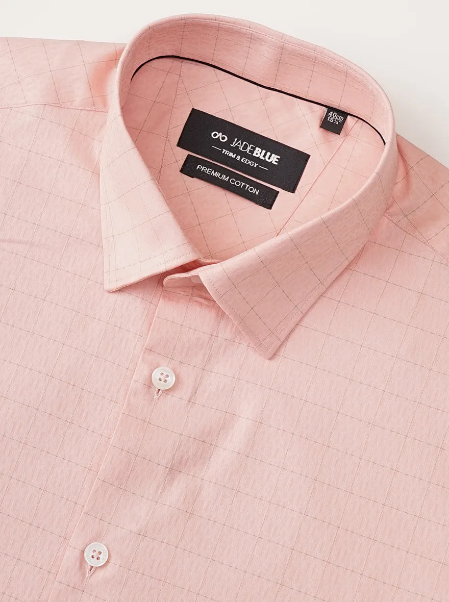 Pink Checked Slim Fit Formal Shirt | JadeBlue