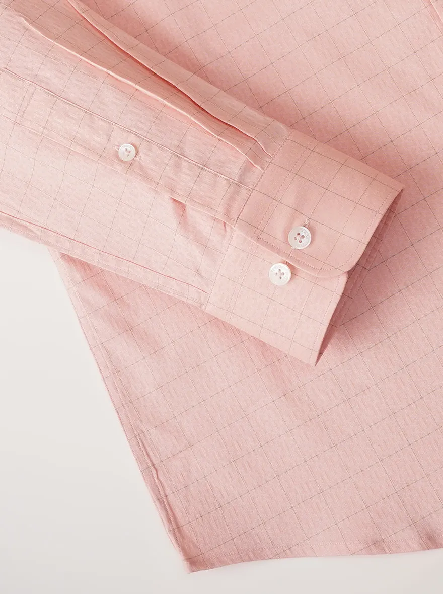 Pink Checked Slim Fit Formal Shirt | JadeBlue