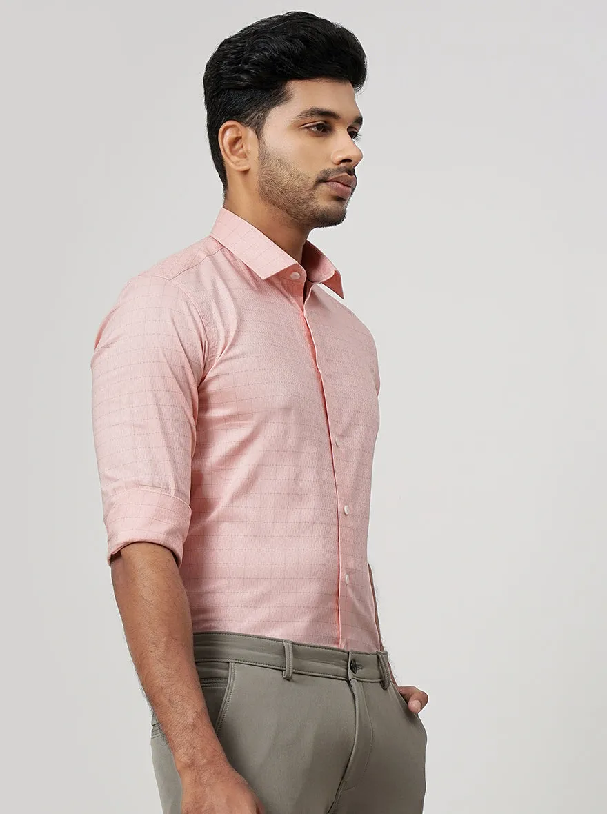 Pink Checked Slim Fit Formal Shirt | JadeBlue