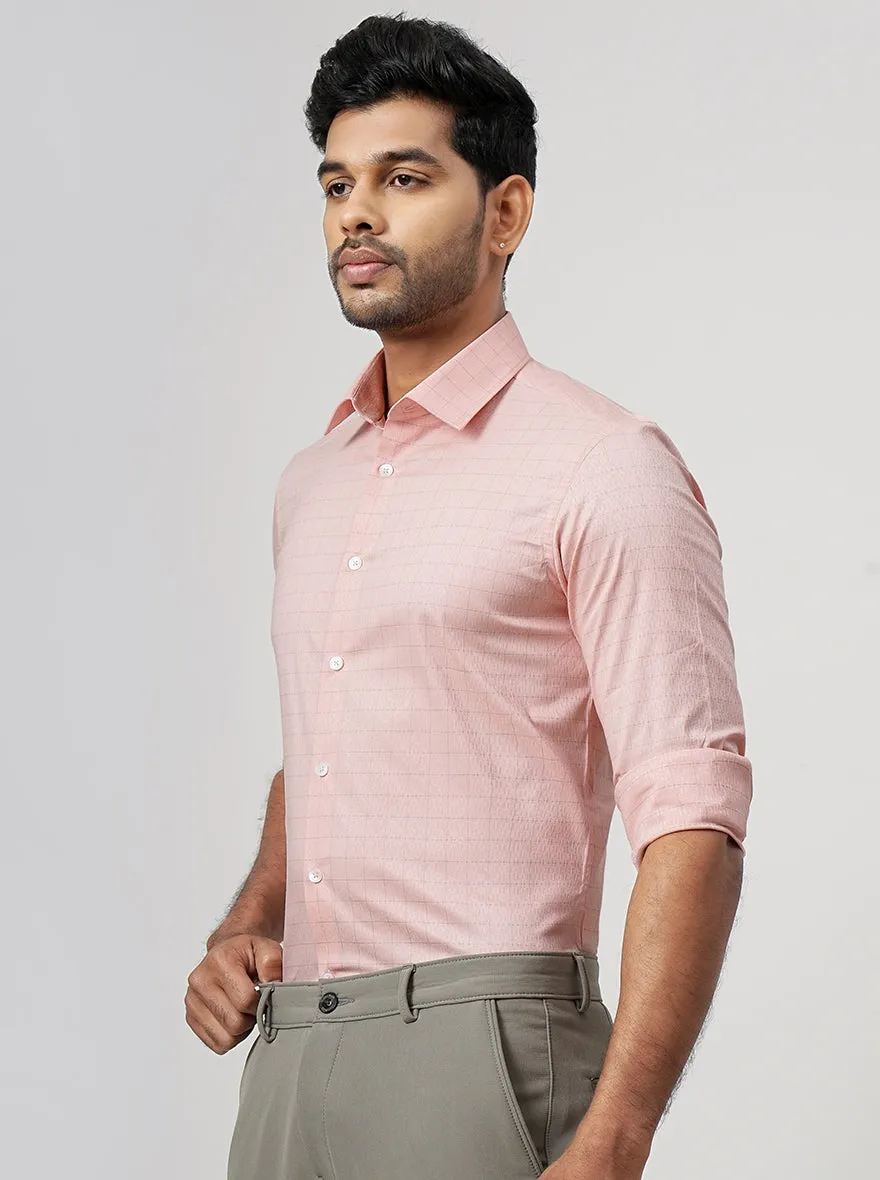 Pink Checked Slim Fit Formal Shirt | JadeBlue