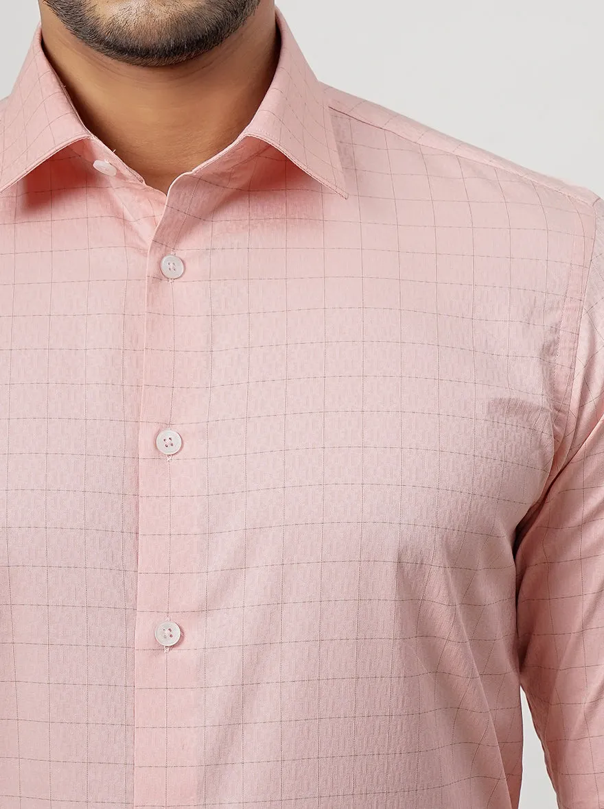 Pink Checked Slim Fit Formal Shirt | JadeBlue