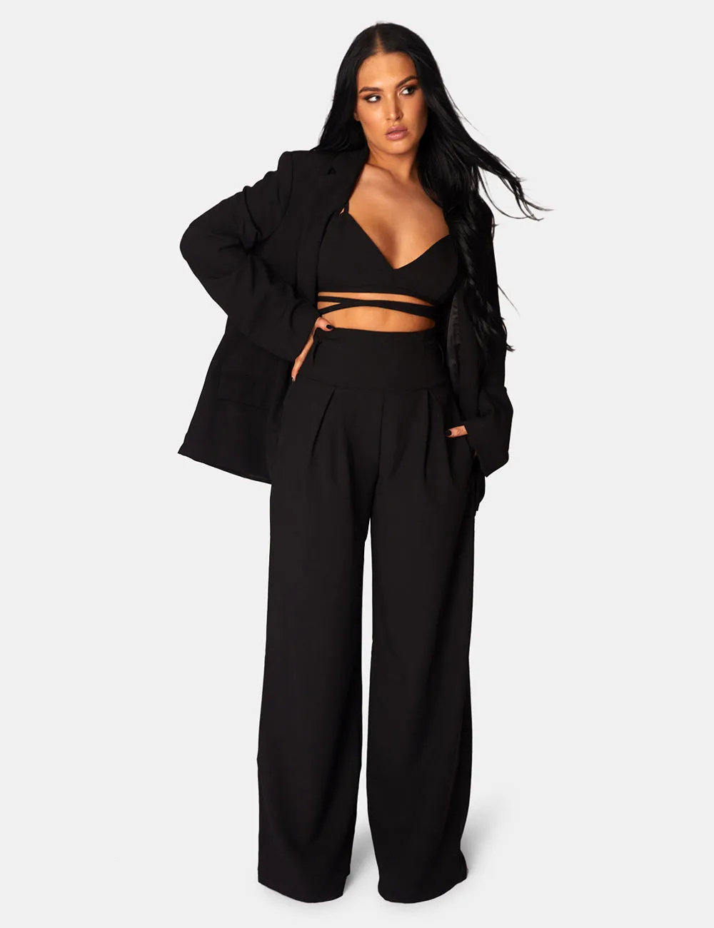 Premium Obi Belt Blazer Black