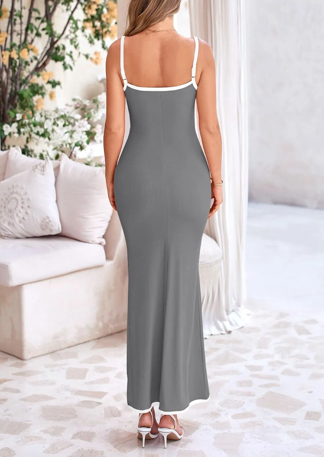 PRETTYGARDEN Spring Dresses for Women 2025 Summer Resort Wear Sexy Bodycon Sundress Spaghetti Strap Vacation Maxi Dress