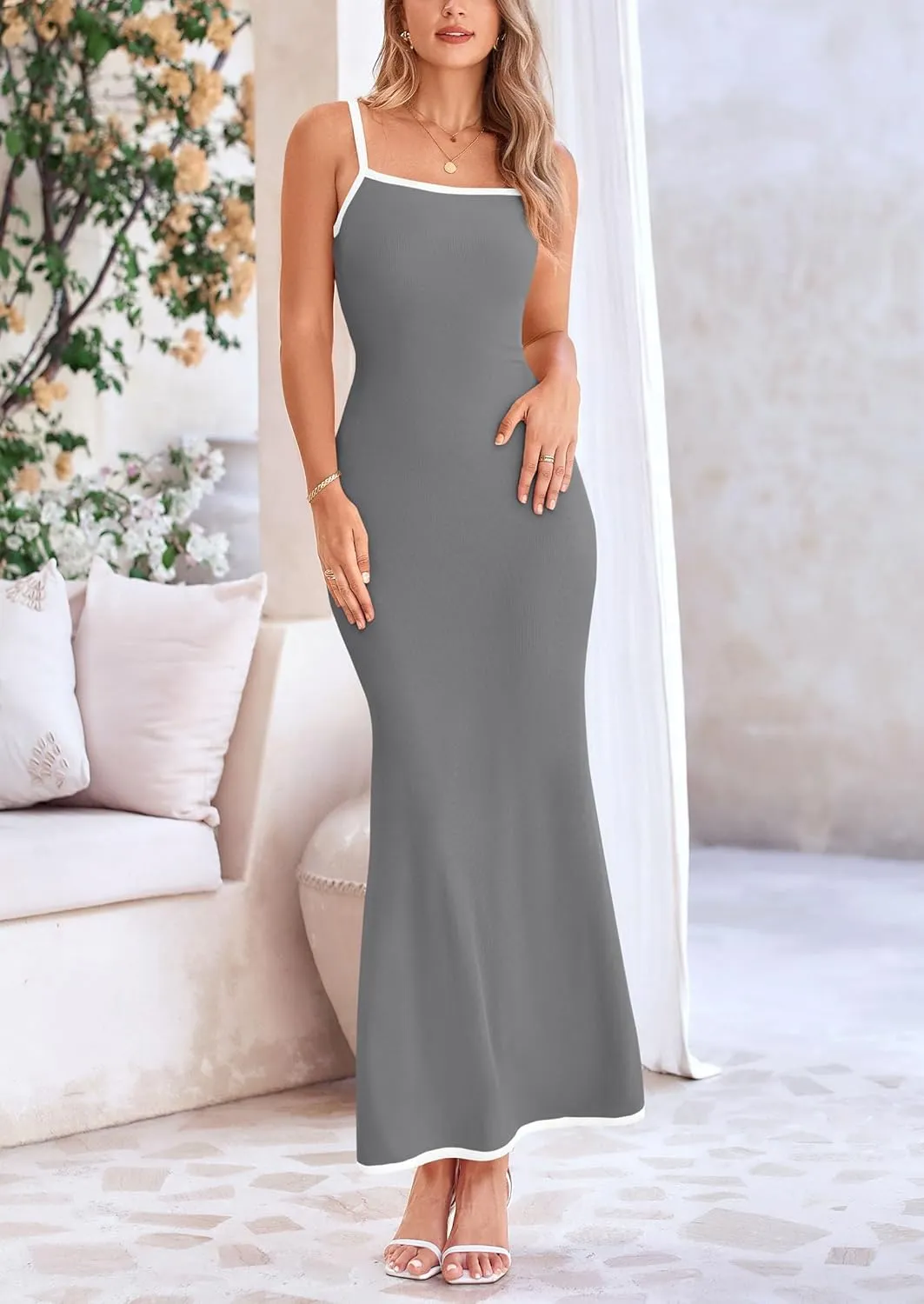 PRETTYGARDEN Spring Dresses for Women 2025 Summer Resort Wear Sexy Bodycon Sundress Spaghetti Strap Vacation Maxi Dress