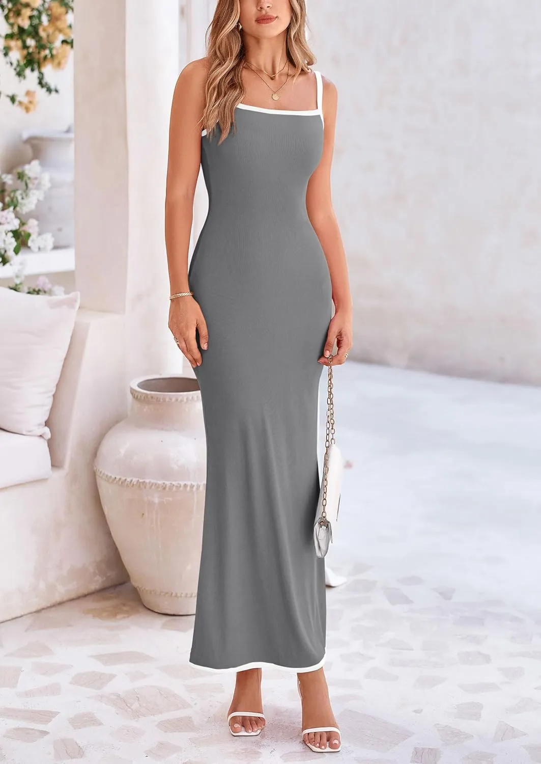 PRETTYGARDEN Spring Dresses for Women 2025 Summer Resort Wear Sexy Bodycon Sundress Spaghetti Strap Vacation Maxi Dress
