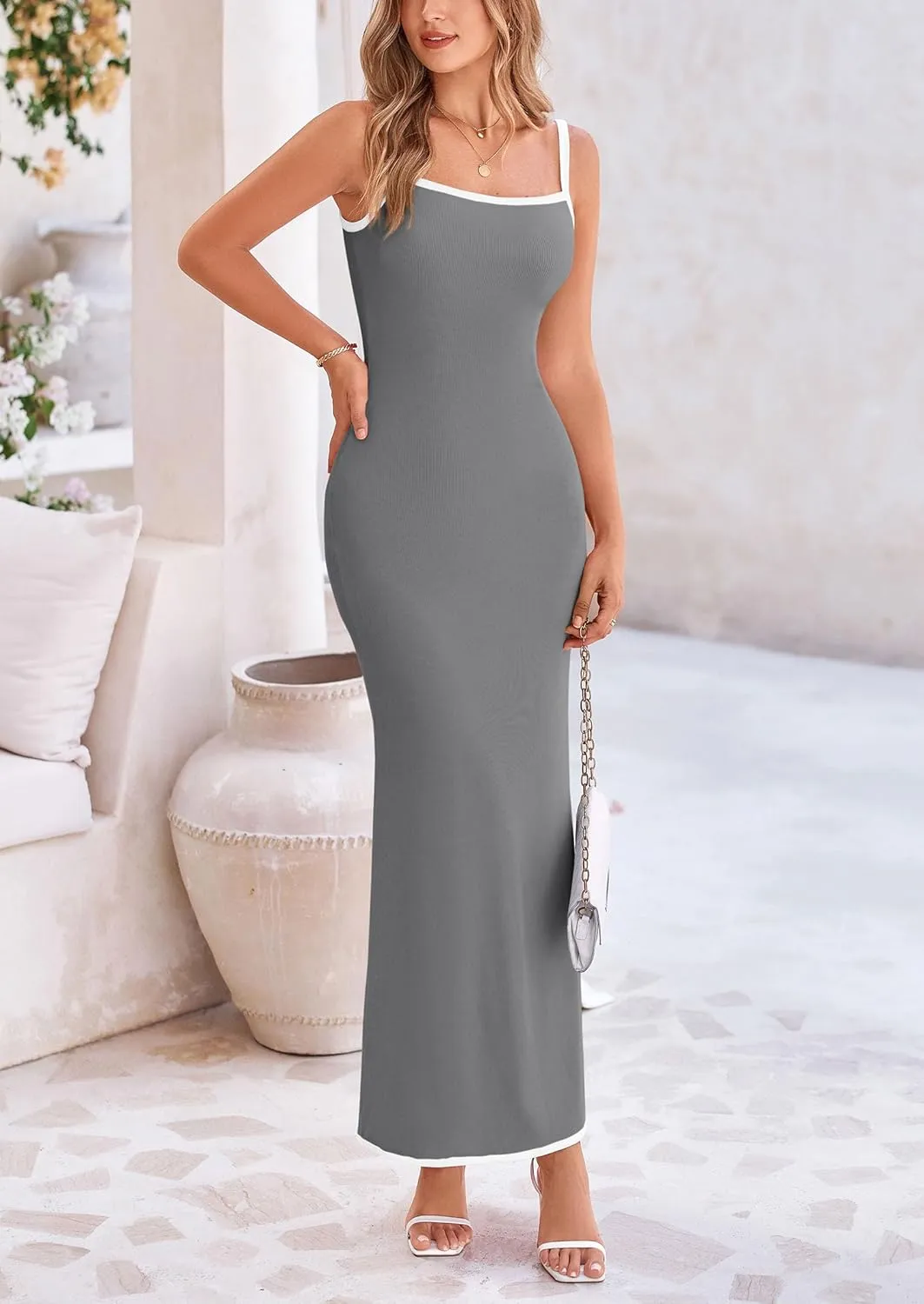 PRETTYGARDEN Spring Dresses for Women 2025 Summer Resort Wear Sexy Bodycon Sundress Spaghetti Strap Vacation Maxi Dress