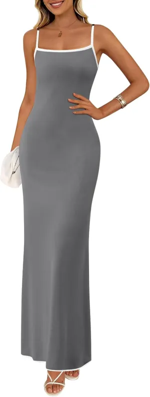 PRETTYGARDEN Spring Dresses for Women 2025 Summer Resort Wear Sexy Bodycon Sundress Spaghetti Strap Vacation Maxi Dress