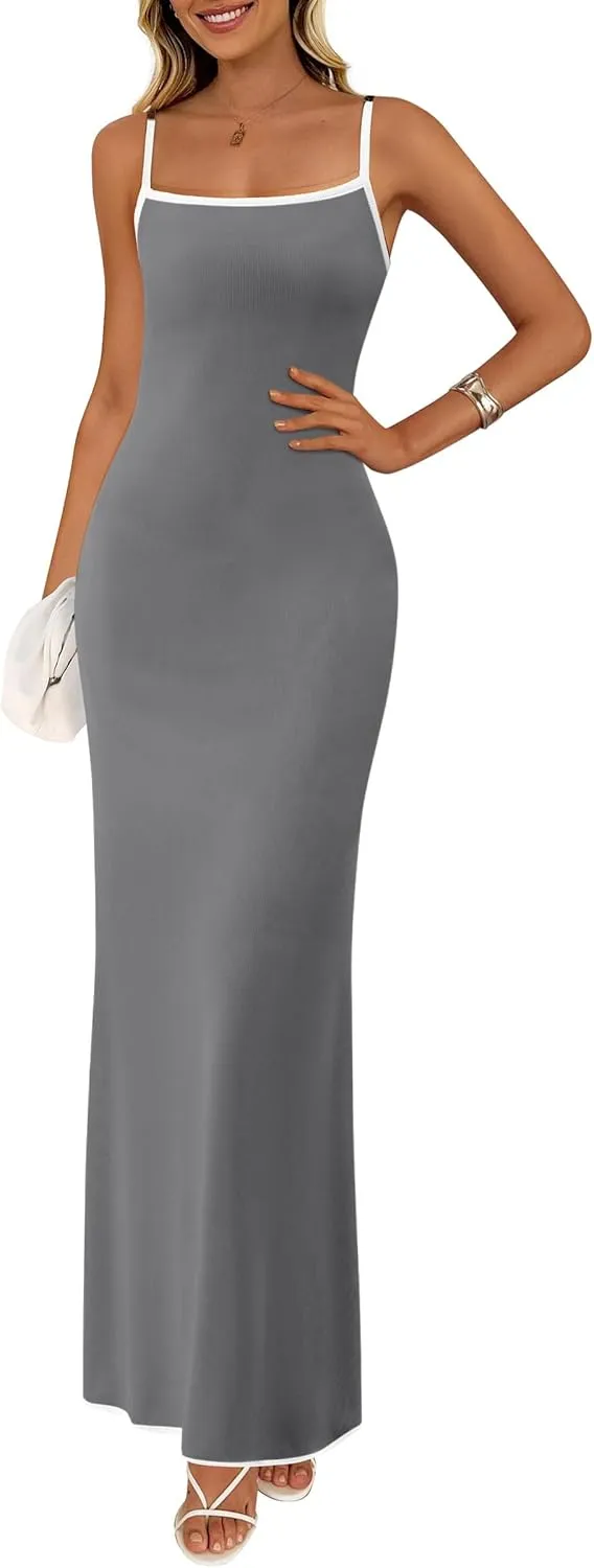 PRETTYGARDEN Spring Dresses for Women 2025 Summer Resort Wear Sexy Bodycon Sundress Spaghetti Strap Vacation Maxi Dress