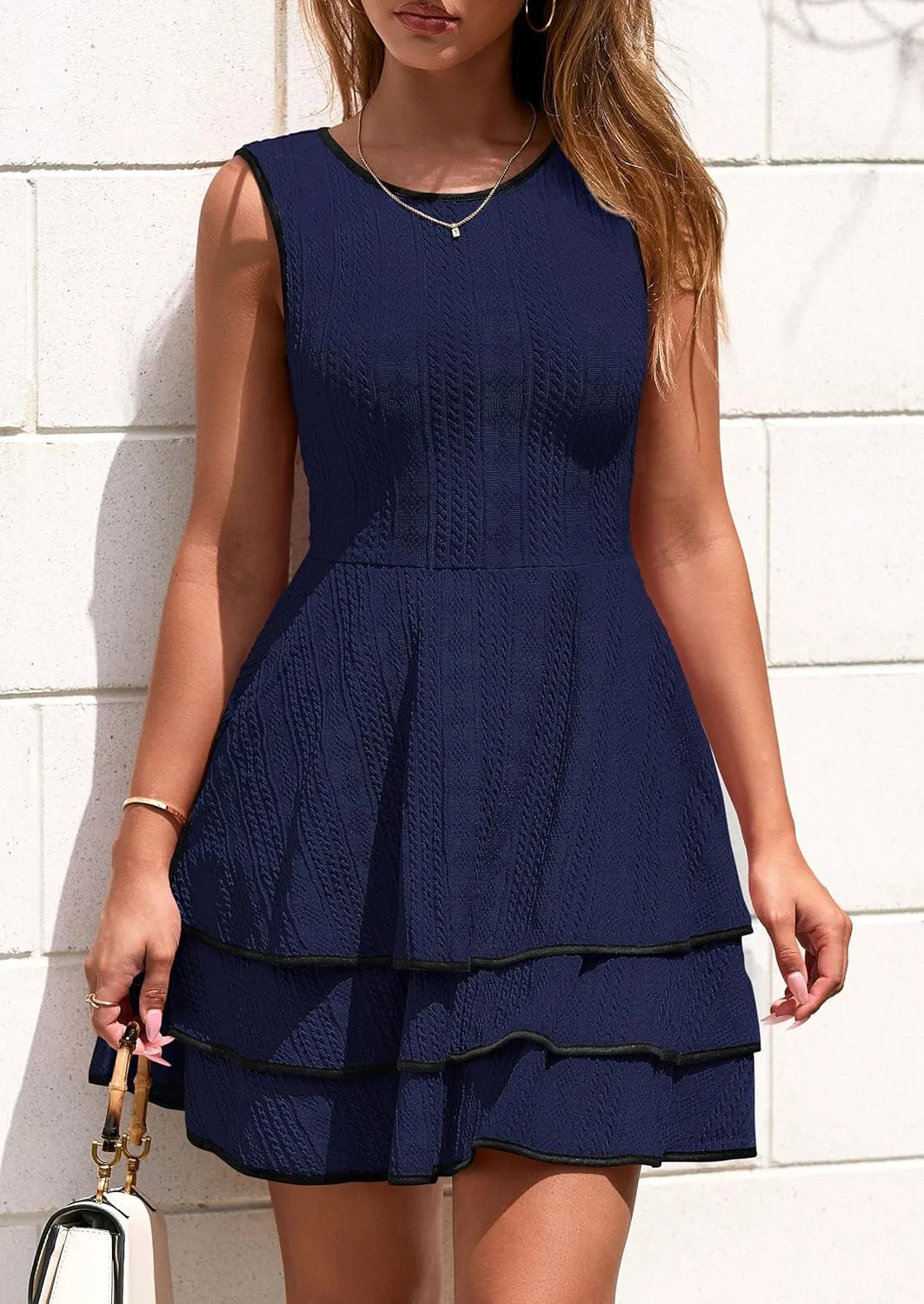PRETTYGARDEN Women's 2025 Summer Sundresses Casual Elegant Sleeveless Flowy Tiered Ruffle A Line Mini Graduation Party Dress