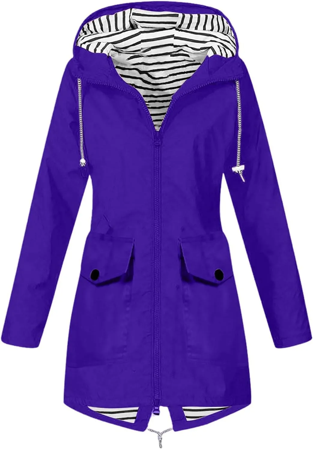 Rain Jackets for Women Waterproof with Hood Lightweight Packable Windbreaker Outdoor Trench Coat Travel Jacket