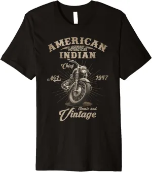 Retro American Motorcycle Indian For Old Biker Premium T-Shirt