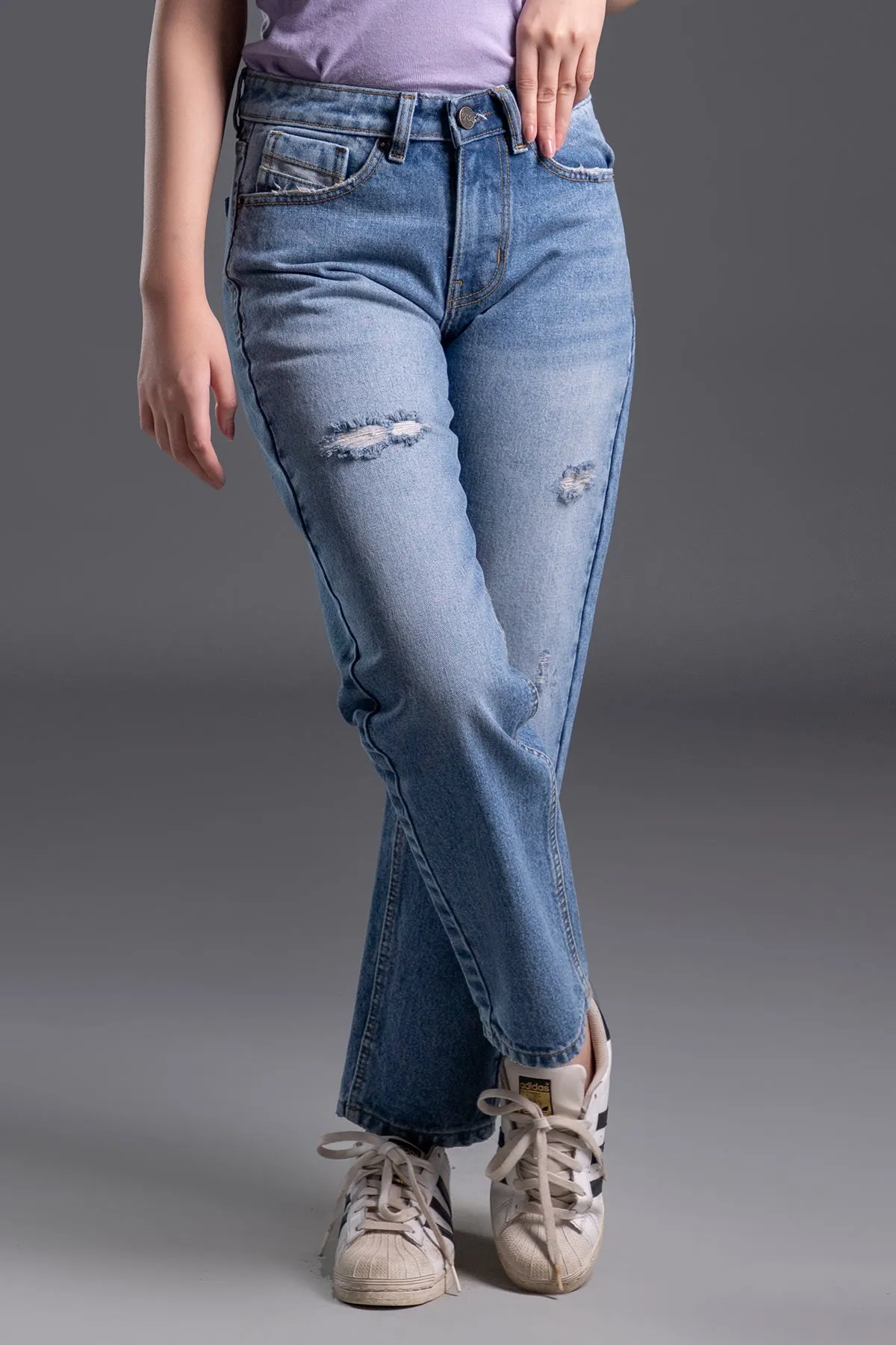 Ripped Boyfriend Jeans (Light Blue) (Milkyway )