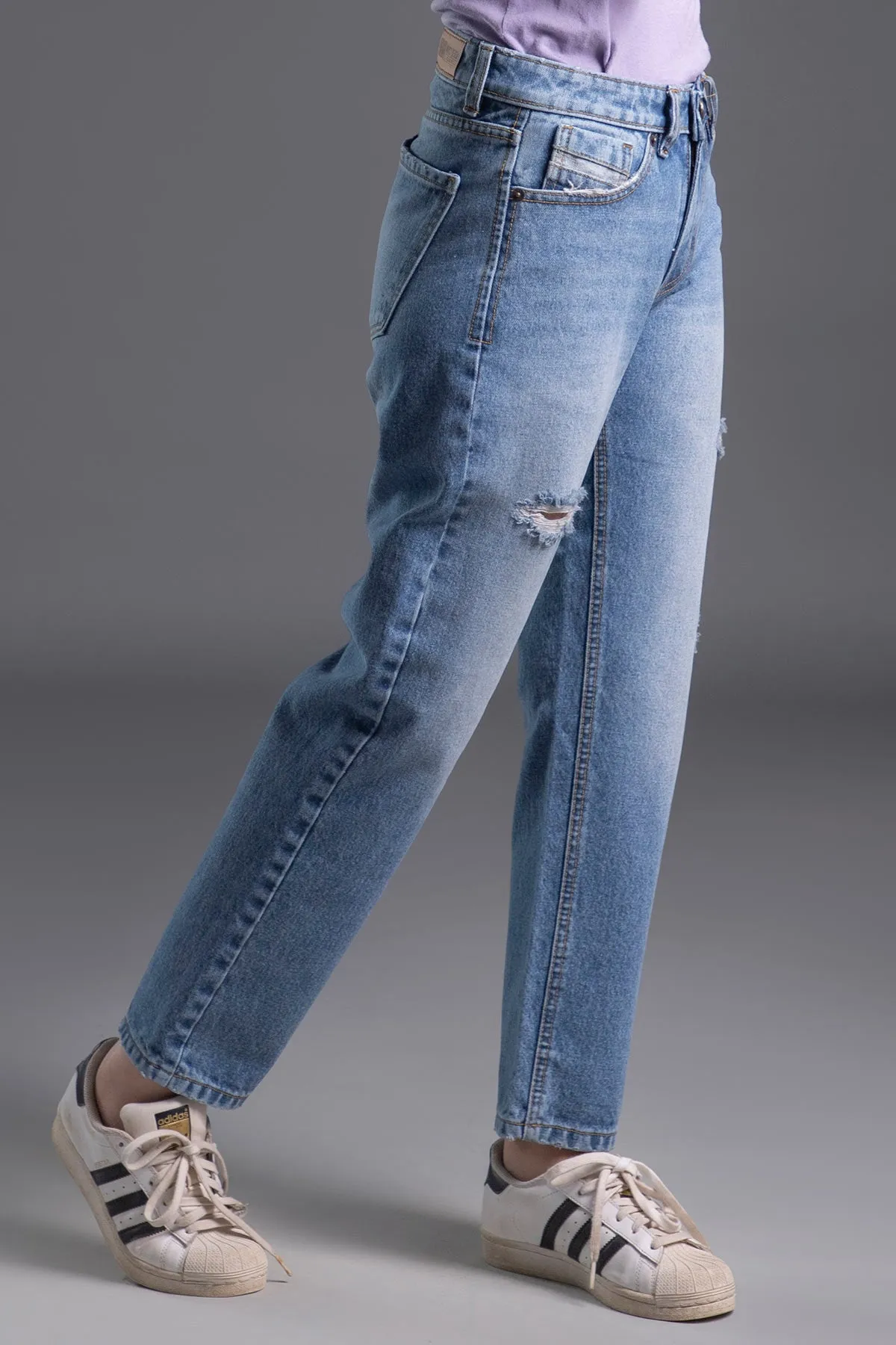 Ripped Boyfriend Jeans (Light Blue) (Milkyway )