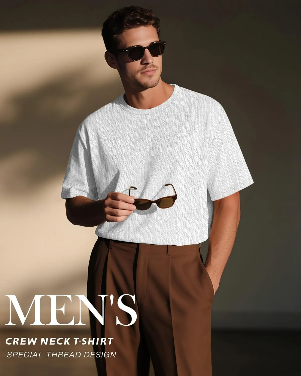 Riyiper 3 Pack Men's Short Sleeve T Shirts Loose Crew Neck Casual Stretchy Tees Summer Textured Knit Basic Lightweight Tops