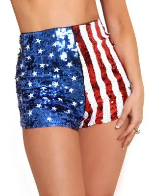 Sequin Shorts with Zipper