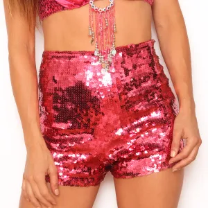 Sequin Shorts with Zipper