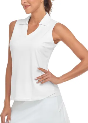 Soneven Women's Sleeveless Golf Top Floral Athletic Golf Wear Moisture Wicking Sleeveless Polo Quick Dry