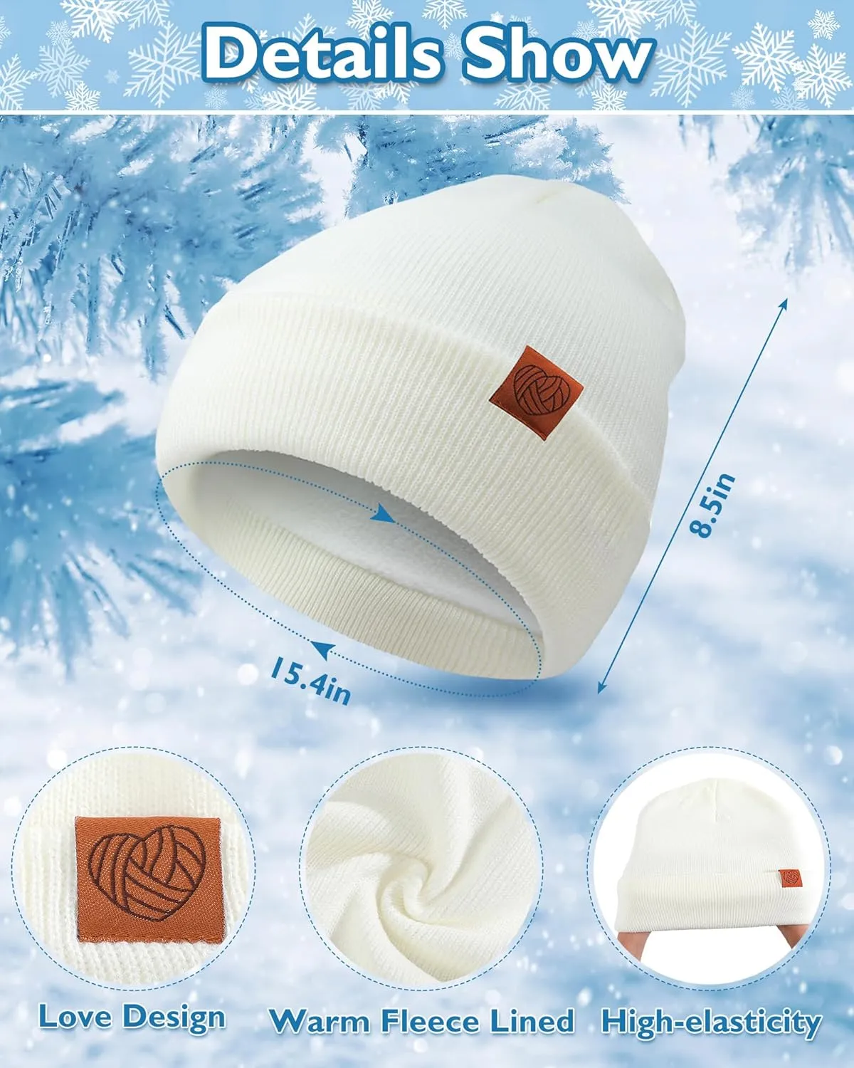 Suhine 4 Pack Beanie Hats for Women Fleece Lined Winter Hats Soft Warm Adults Rib Knit Cuffed Beanies for Winter Unisex