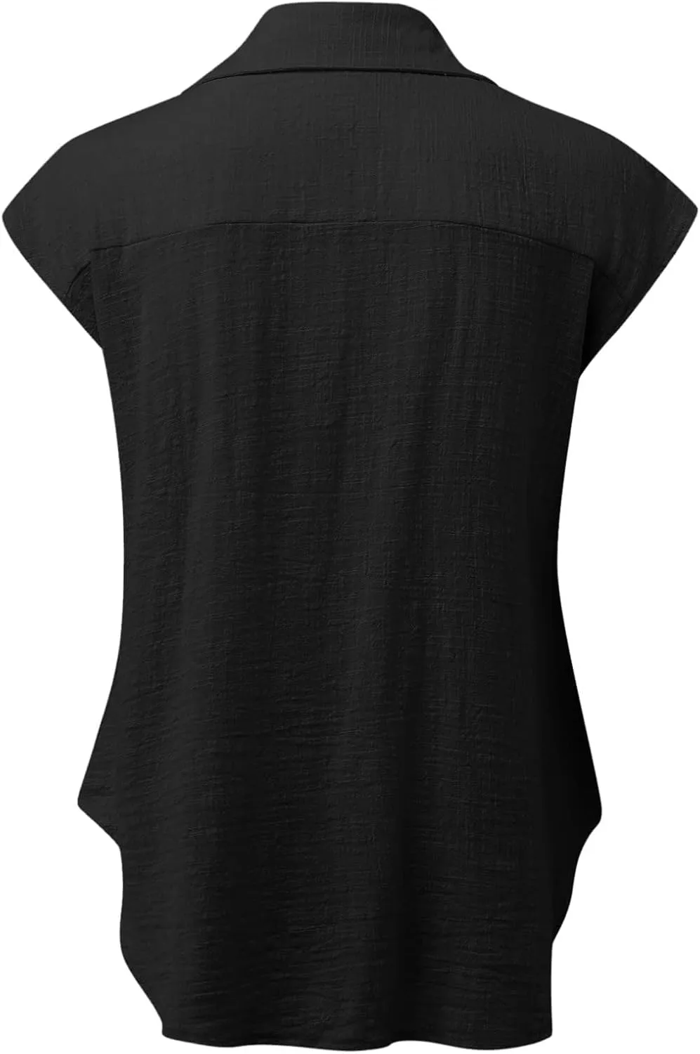 Summer Tops for Women 2024 Trendy Cotton Linen Button Down Shirts Dressy Cap Sleeve Collared Business Casual Blouses