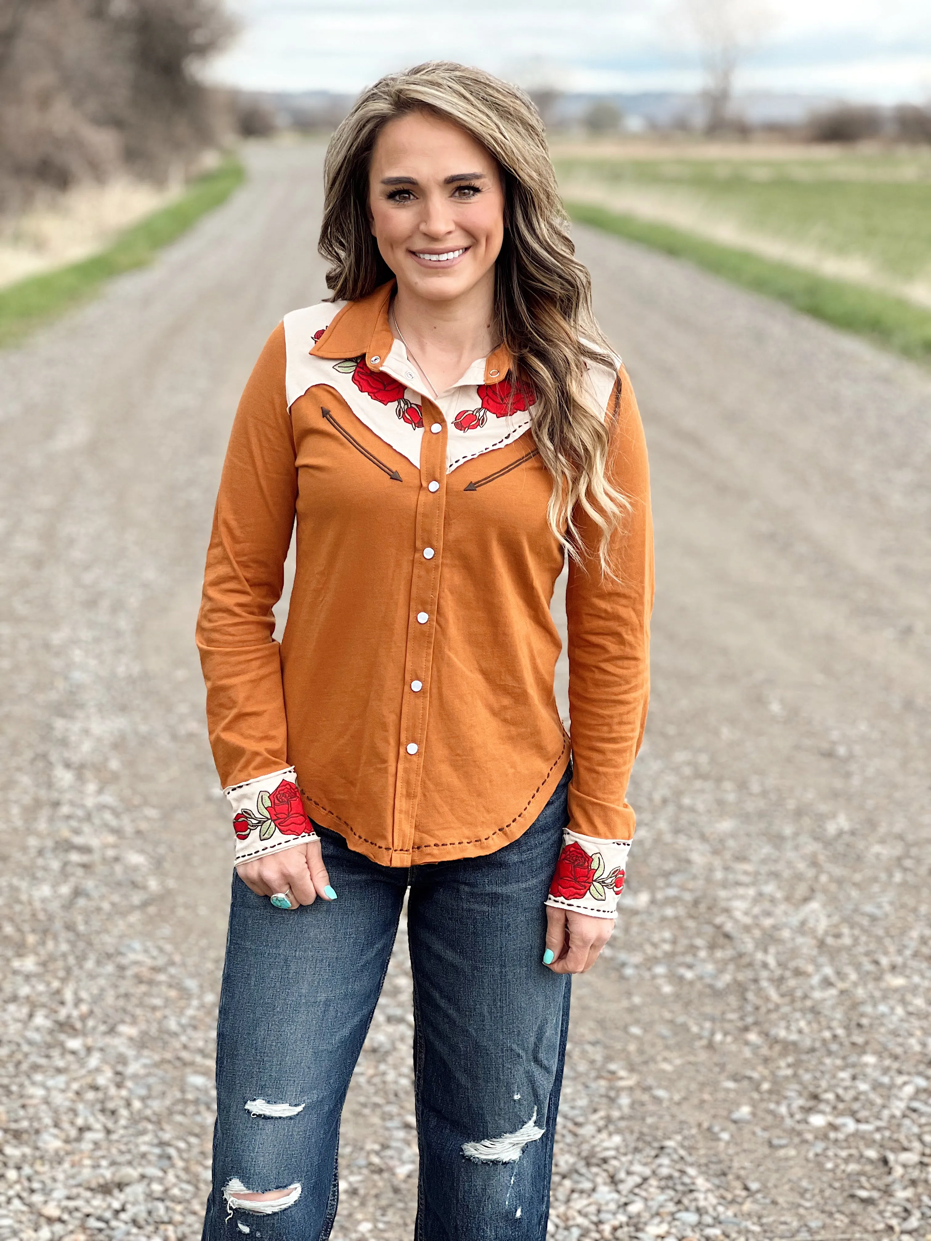 The Retro Rose Button Up