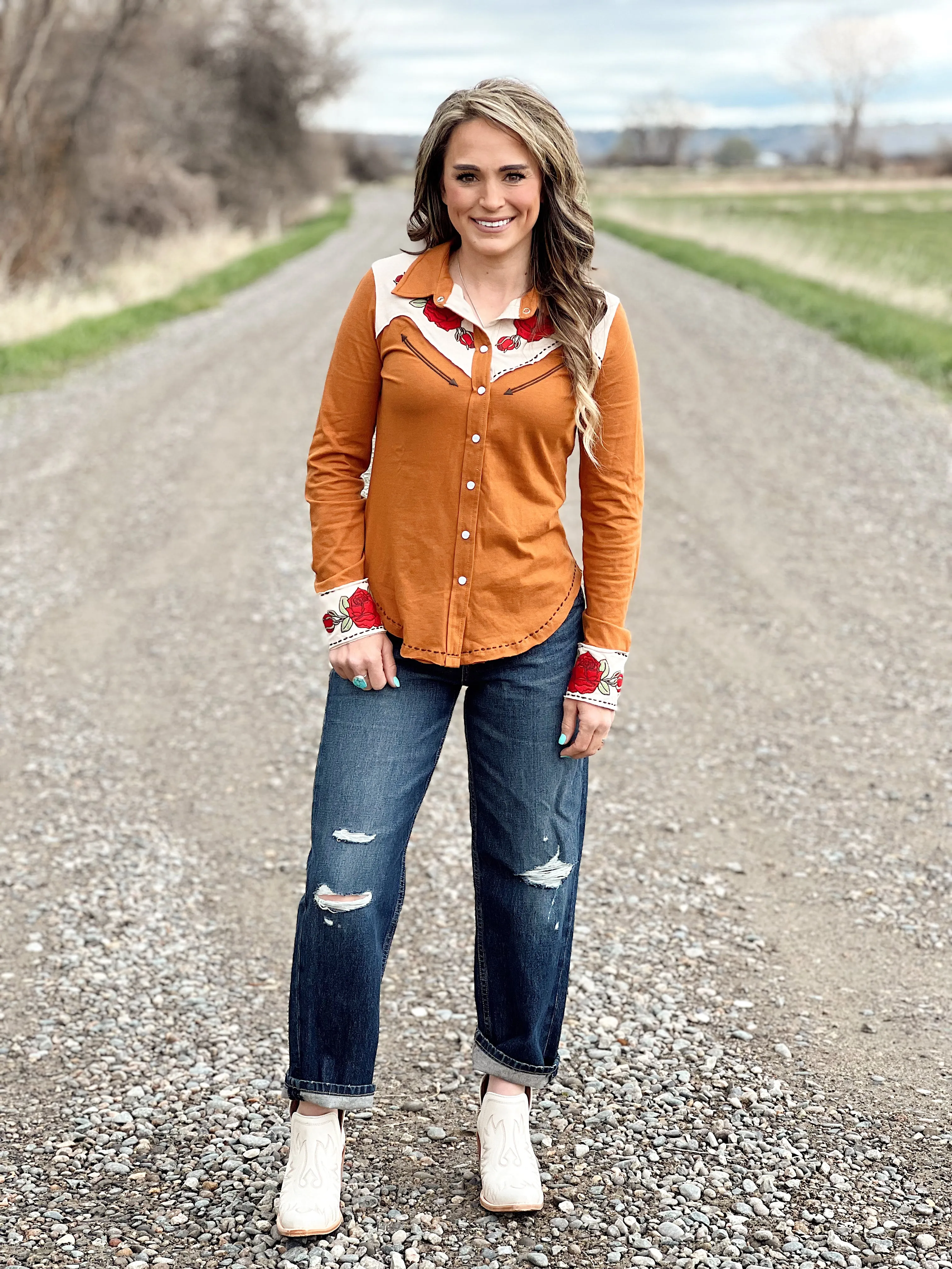 The Retro Rose Button Up