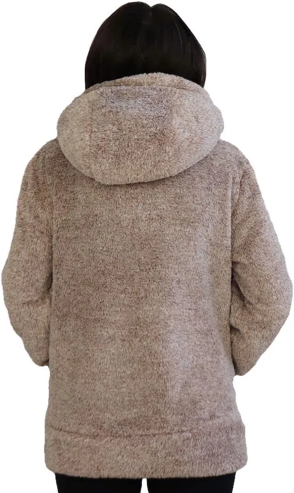 TrailCrest Women's Casual Sherpa Fuzzy Fleece Hoodie 1/4 Zip With Thumb Holes Relaxed Fit
