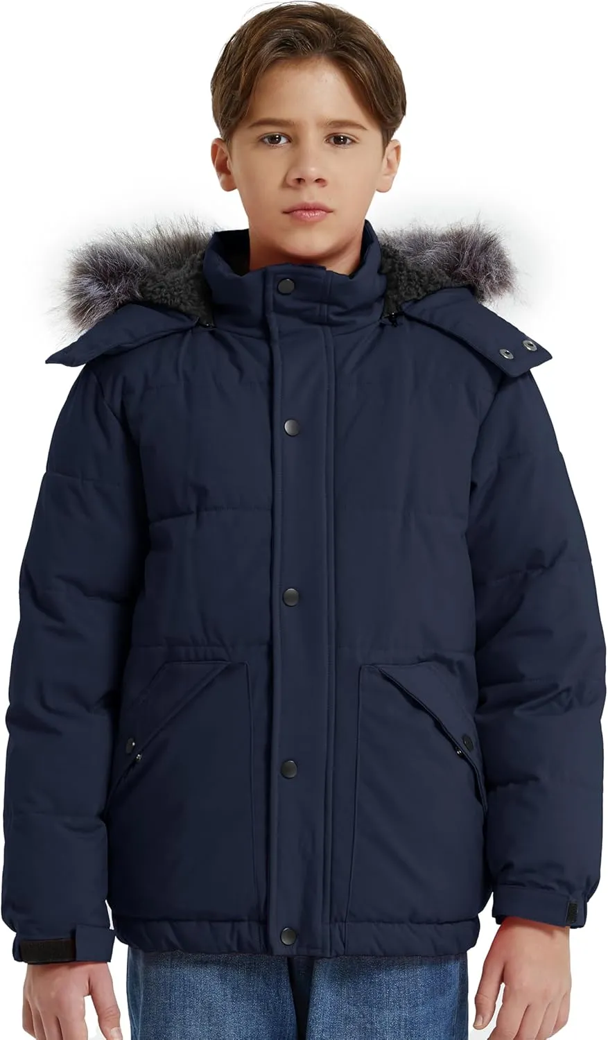 wantdo Boys' Winter Coat Waterproof Puffer Coat Warm Fleece Jacket
