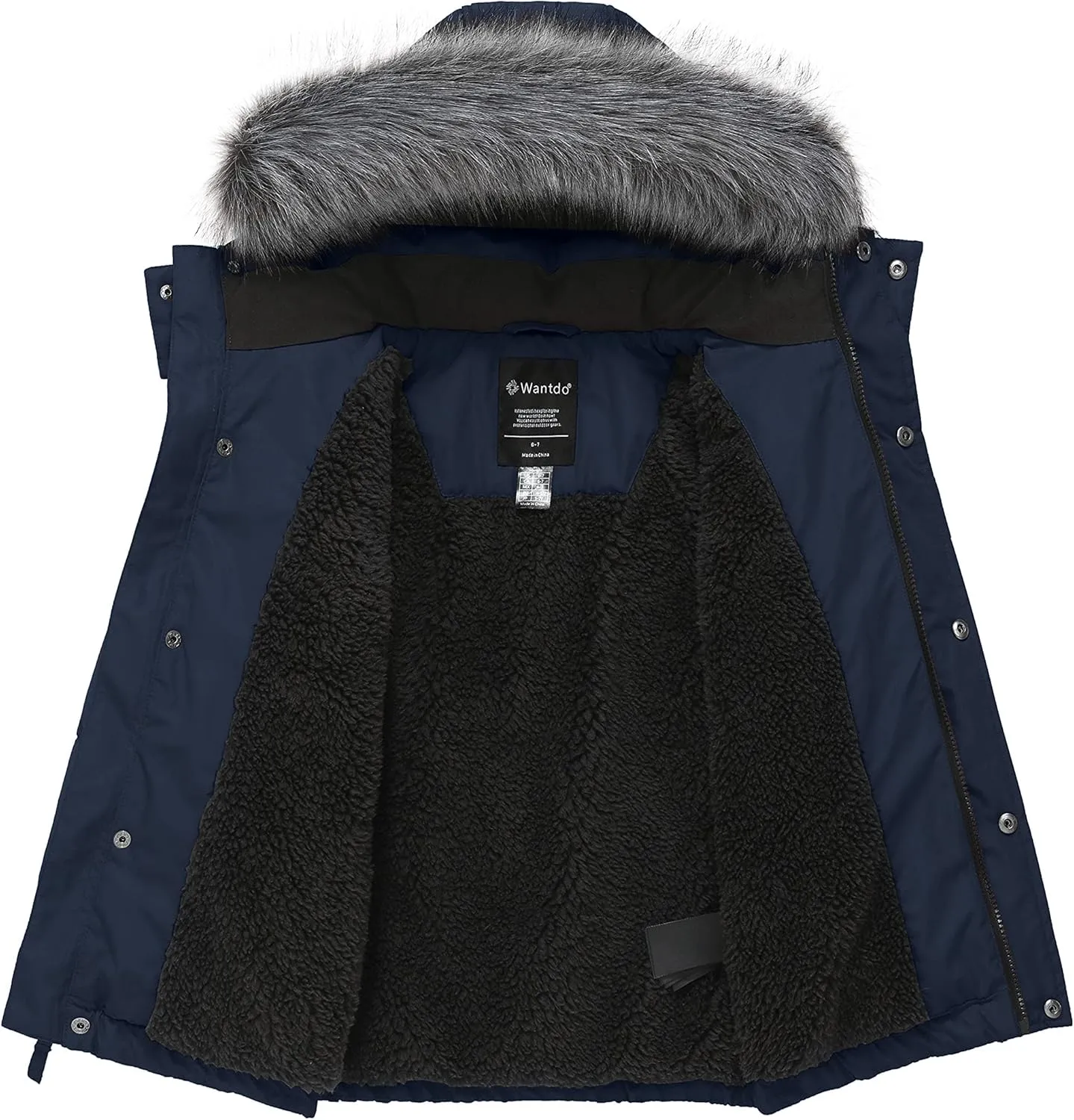 wantdo Boys' Winter Coat Waterproof Puffer Coat Warm Fleece Jacket