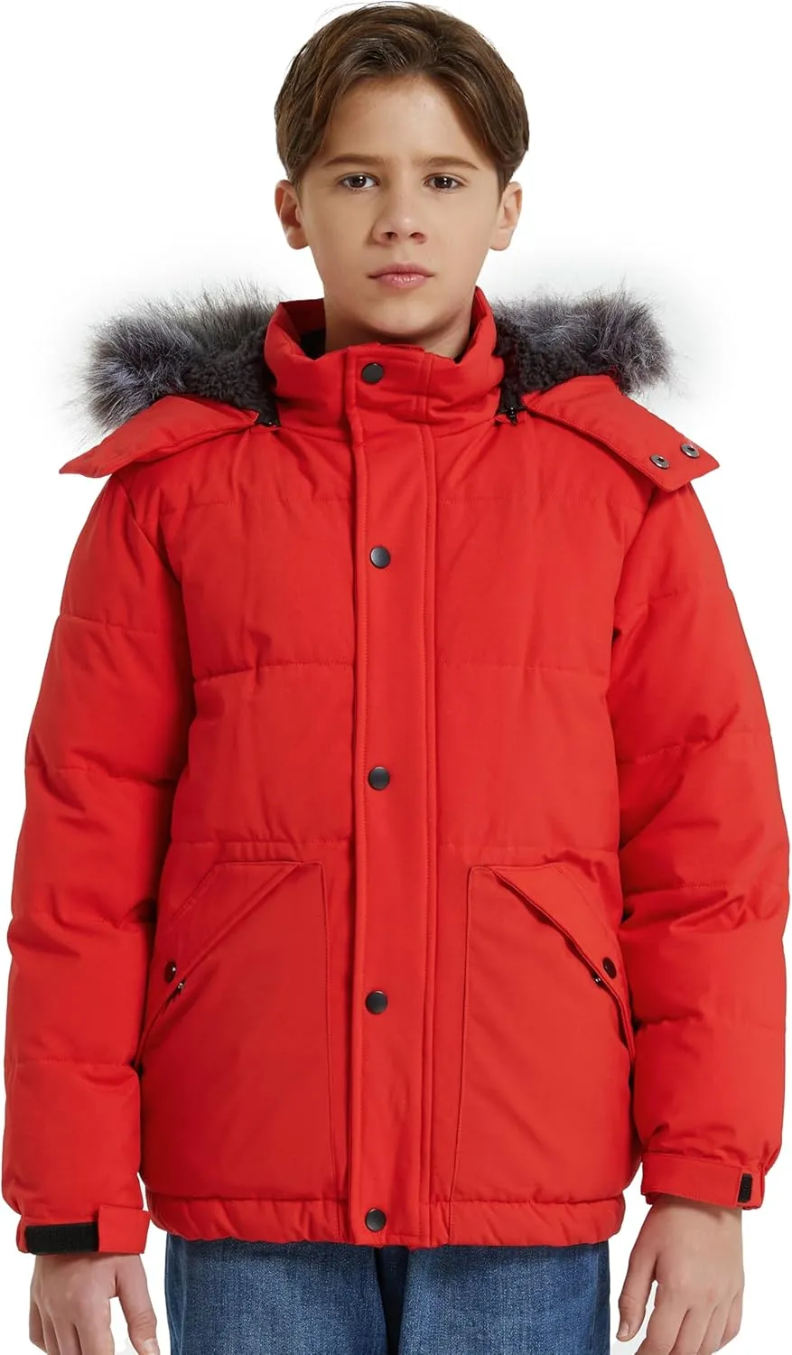 wantdo Boys' Winter Coat Waterproof Puffer Coat Warm Fleece Jacket