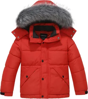 wantdo Boys' Winter Coat Waterproof Puffer Coat Warm Fleece Jacket