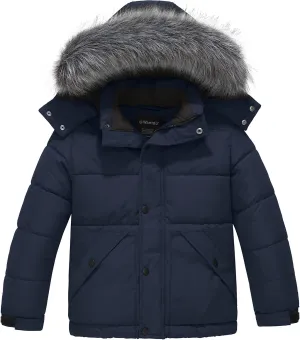 wantdo Boys' Winter Coat Waterproof Puffer Coat Warm Fleece Jacket