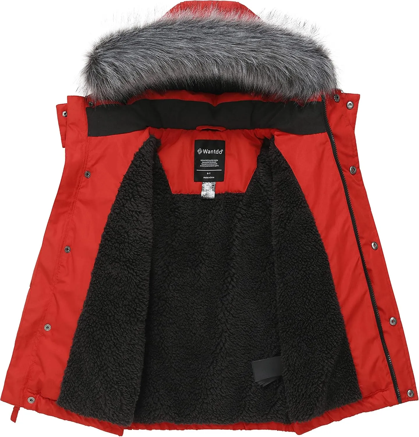 wantdo Boys' Winter Coat Waterproof Puffer Coat Warm Fleece Jacket