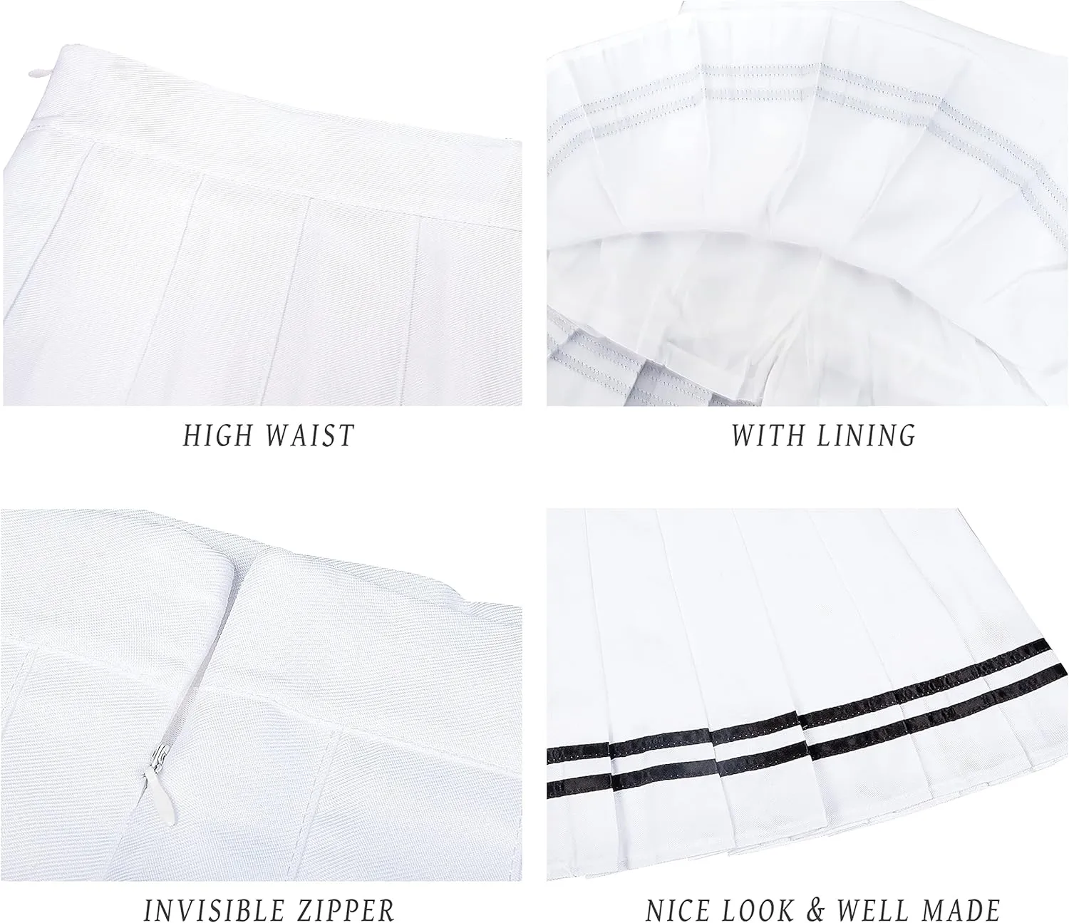 Women Girls High Waist Pleated Mini Skirt with Lining Shorts