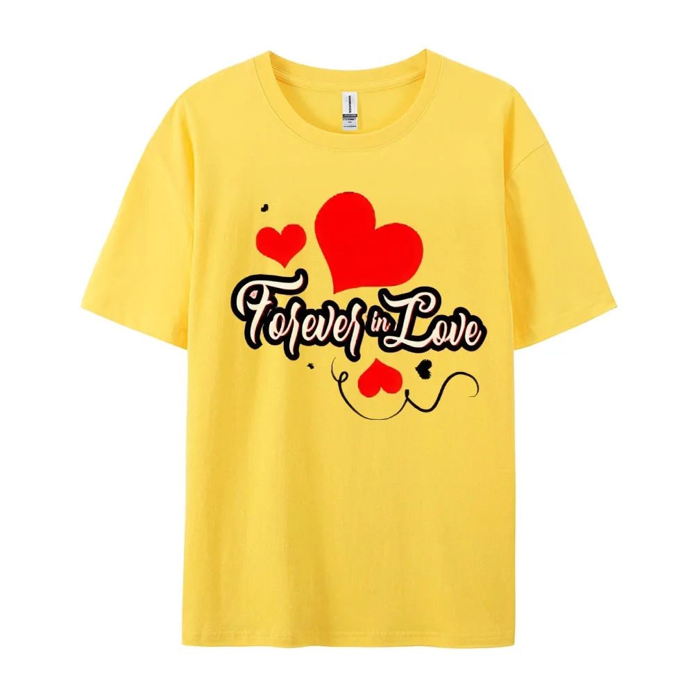 Women Valentine's Day Forever Love Heart Print Graphic T-shirt
