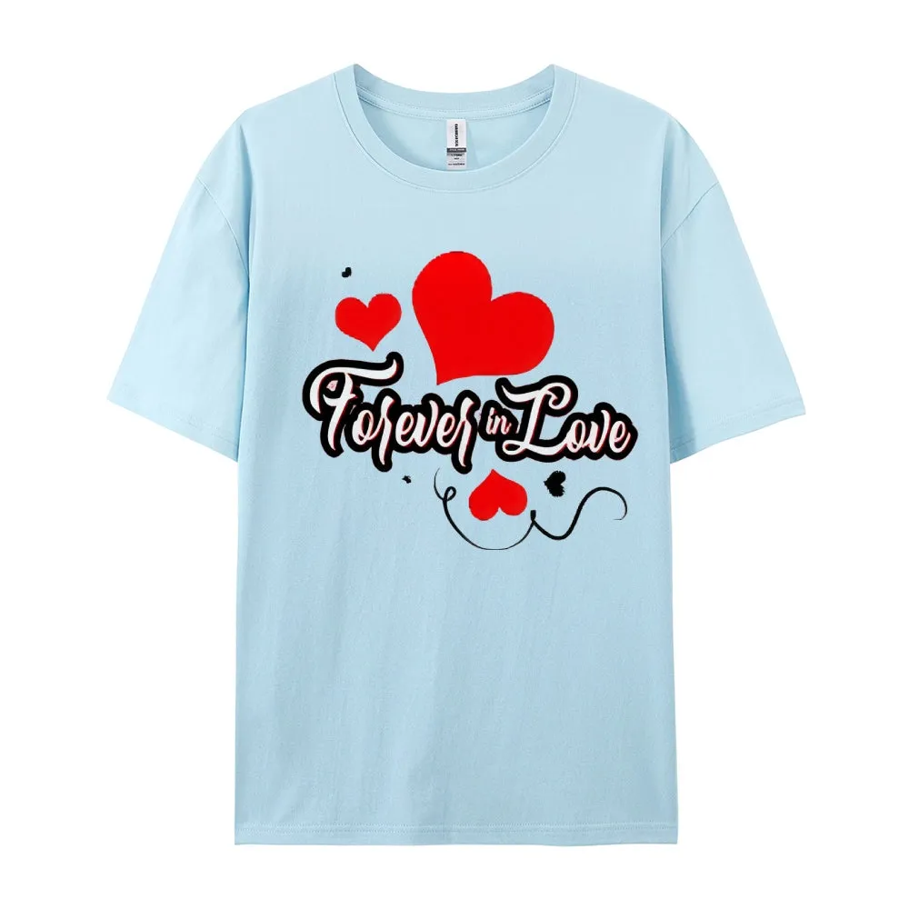 Women Valentine's Day Forever Love Heart Print Graphic T-shirt