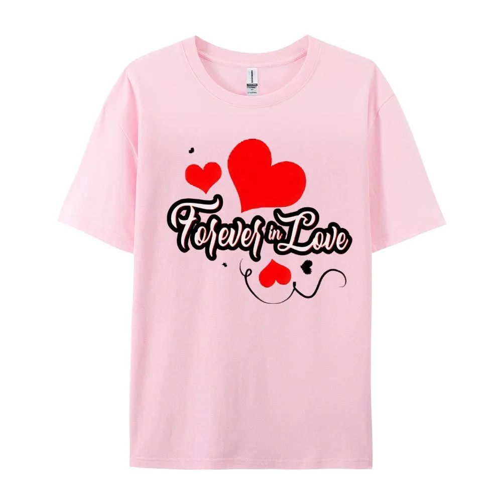 Women Valentine's Day Forever Love Heart Print Graphic T-shirt