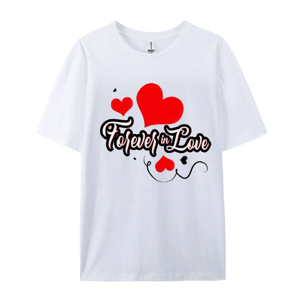 Women Valentine's Day Forever Love Heart Print Graphic T-shirt